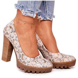 Szivattyúk egy rúdon és platformon Maciejka Gold-Beige 02629-25 bézs barna aranysárga