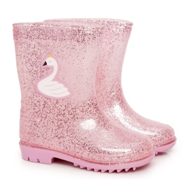 Gyermek brokát galoszok rózsaszín hattyúval ezüst Gyermek brokát galoszok rózsaszín hattyúval ezüst