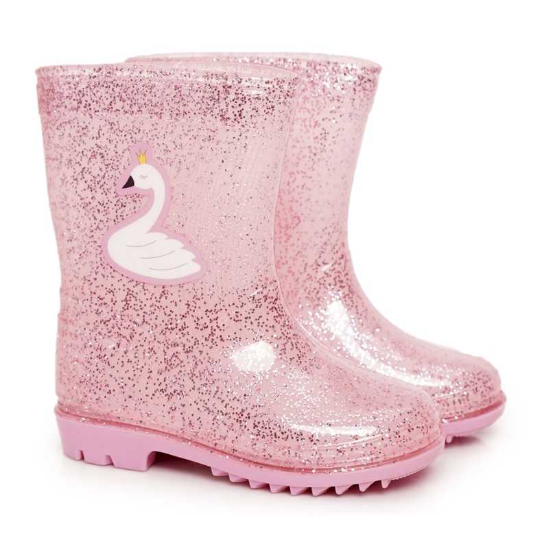 Gyermek brokát galoszok rózsaszín hattyúval ezüst Gyermek brokát galoszok rózsaszín hattyúval ezüst