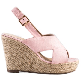 Sabatina Szandál Egy Szalma Ék rózsaszín