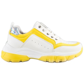 SHELOVET Eco bőr cipők fehér ezüst sárga SHELOVET Eco bőr cipők fehér ezüst sárga