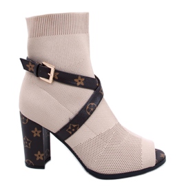 Bézs nyitott orrú csizma NS183 Bézs Bézs nyitott orrú csizma NS183 Bézs