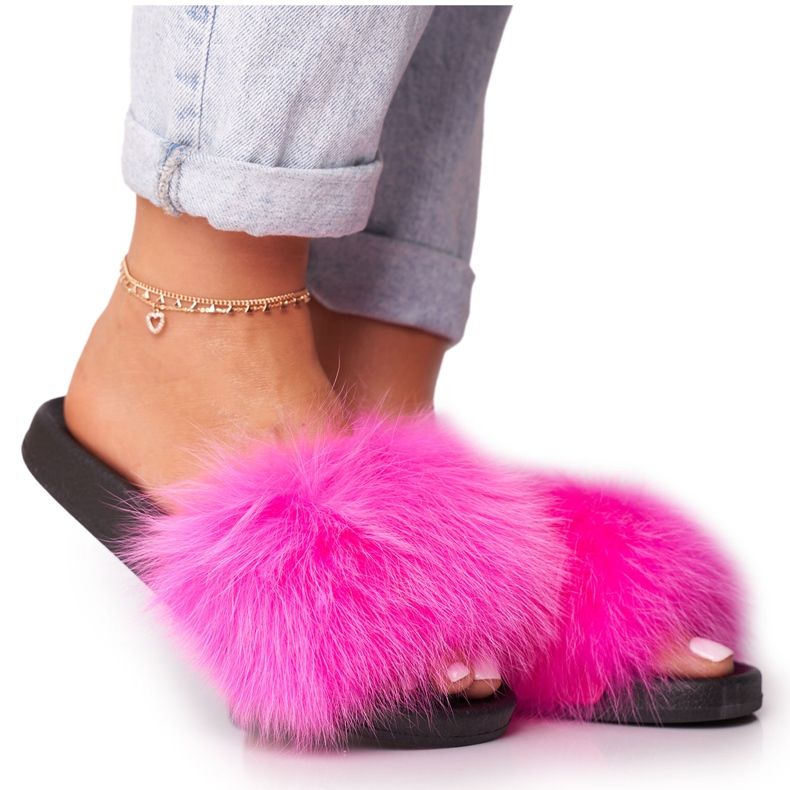 PS1 Női papucs szőrme Belmondo fukszia rózsaszín