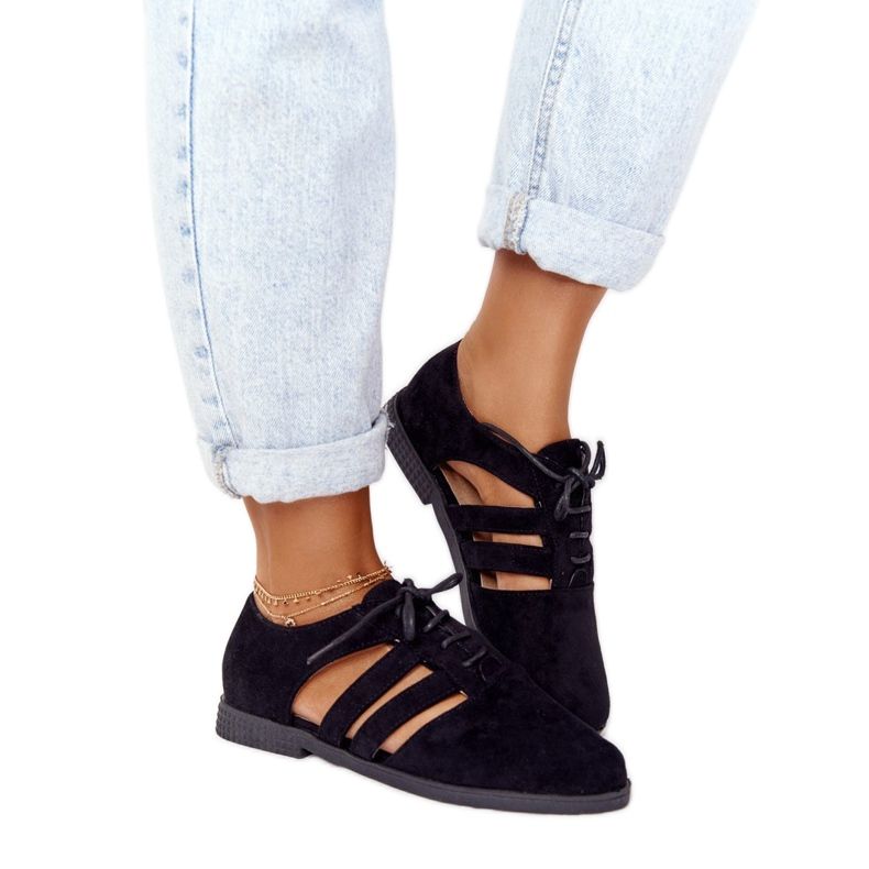 Női Brogues kivágásokkal Fekete Lu Boo Női Brogues kivágásokkal Fekete Lu Boo