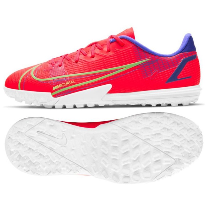 Nike Vapor 14 Academy Tf Jr CV0822 600 futballcipő piros narancs és vörös Nike Vapor 14 Academy Tf Jr CV0822 600 futballcipő piros narancs és vörös