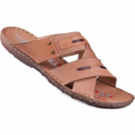 Kampol Férfi bőrpapucs 201 / BR barna