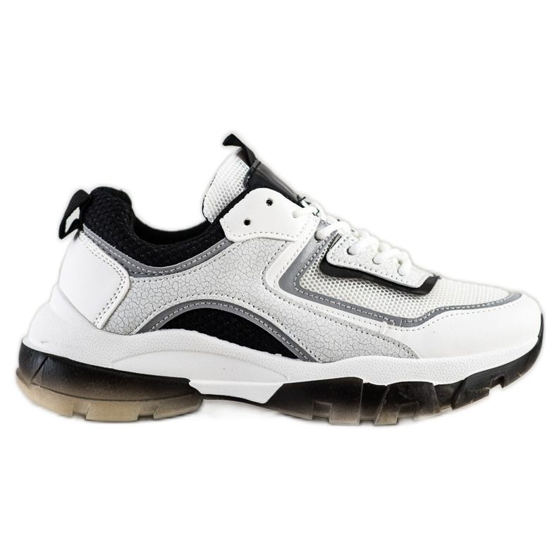 Ideal Shoes Cipők csillogó betéttel fehér