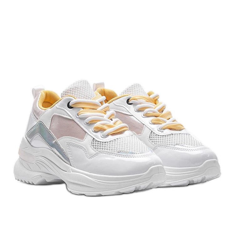 Fehér cipők holografikus betétekkel Karlie rózsaszín