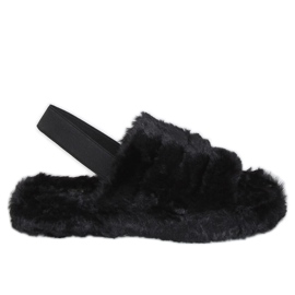 Fekete női papucs rugalmas gumiszalaggal X8130 Fekete