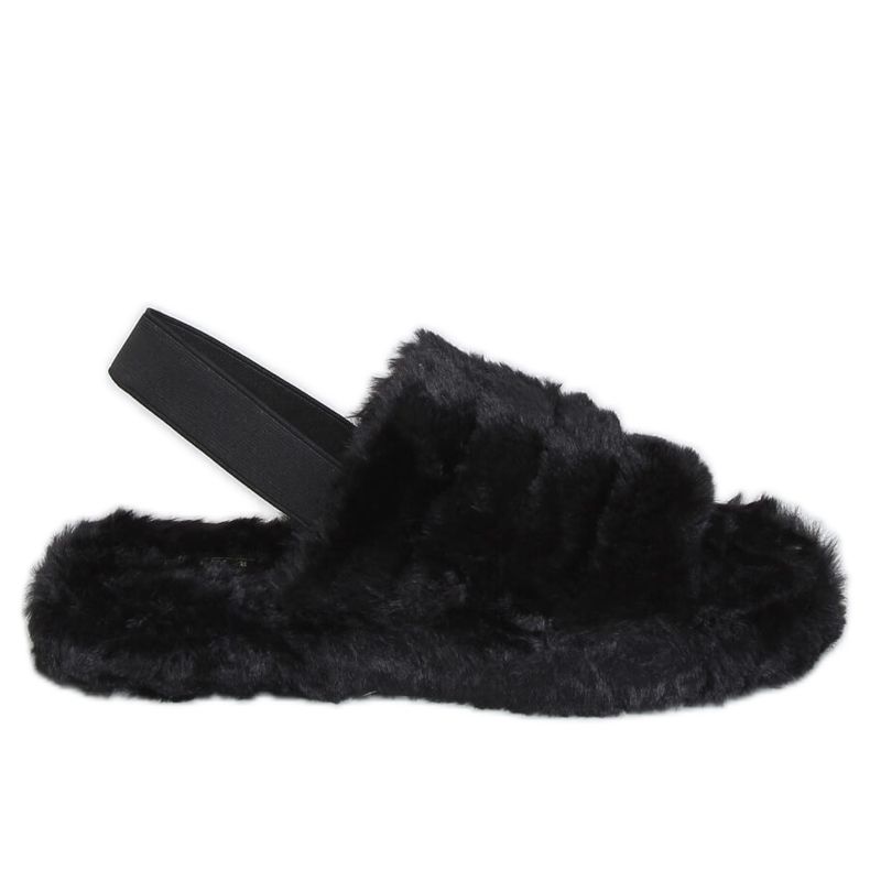 Fekete női papucs rugalmas gumiszalaggal X8130 Fekete