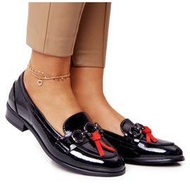 Elegáns női cipők Vinceza 10585 Lakkozott fekete piros