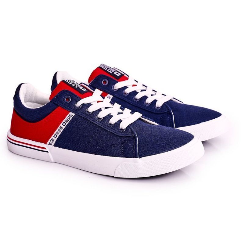 Férfi cipők Big Star FF174137 Navy Blue-Red piros sötétkék