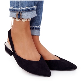 S.Barski Velúr balerinák magassarkúban S. Bararski Black fekete