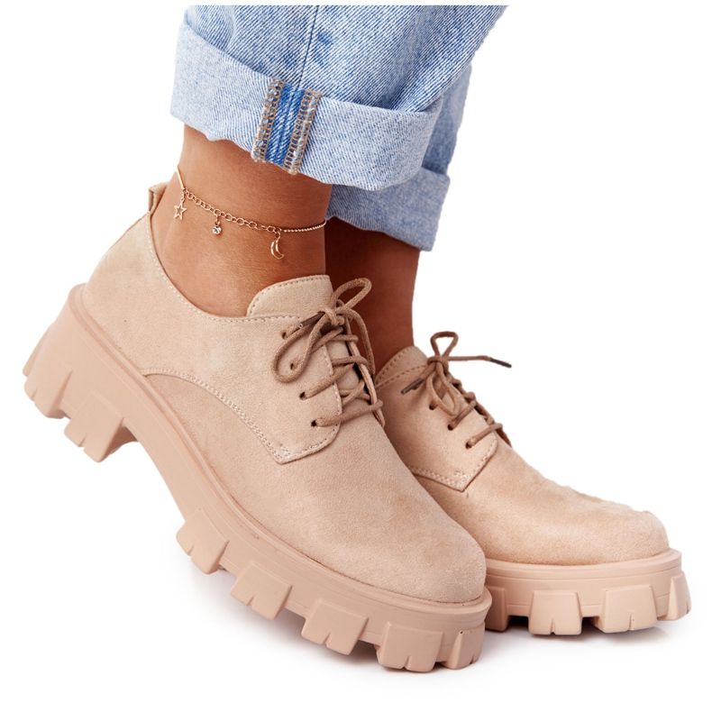 PS1 Női Oxfords Velúrcipő A Nude Imogen Platformon bézs rózsaszín