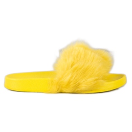 SHELOVET Gumi papucs szőrrel sárga
