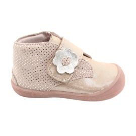 Mazurek Bőr sportcipő tépőzárral 1101 arany szatén rózsaszín