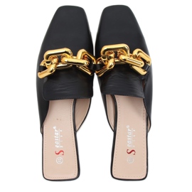 Fekete T500P Fekete papucs lánccal Fekete T500P Fekete papucs lánccal