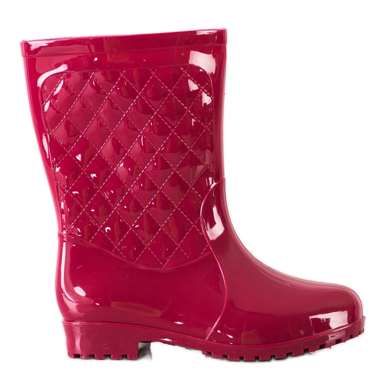 Bona Fényes steppelt Wellies piros