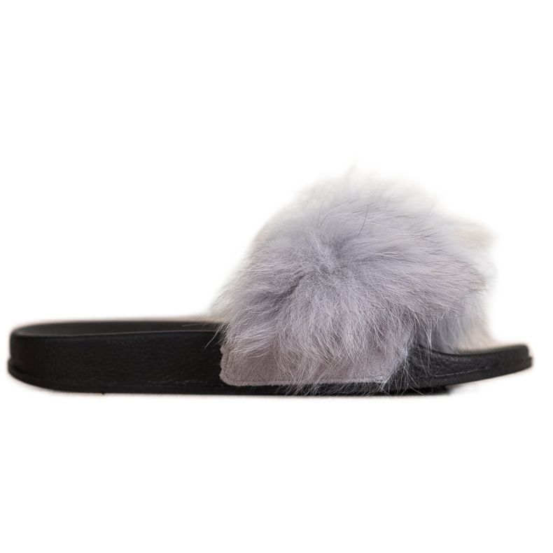 Bona Divatos papucs szőrmével szürke