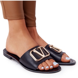 PS1 Női klasszikus fekete papucs Vicky aranysárga