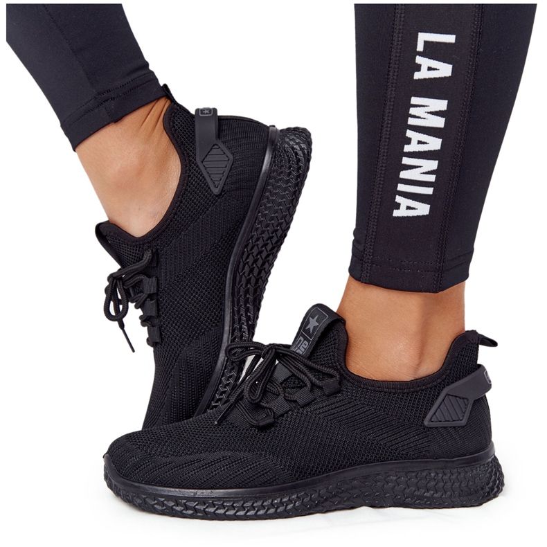 Női csúszás fekete sportcipő