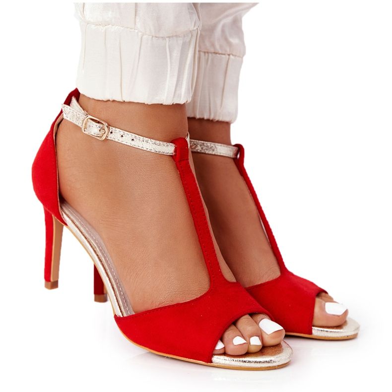 S.Barski Szandálok Szpilce S. Bararski 280-58 Red-Gold piros aranysárga