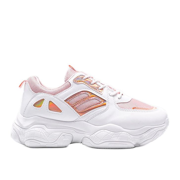 Rózsaszín és fehér cipők vastag Annette talpon sokszínű