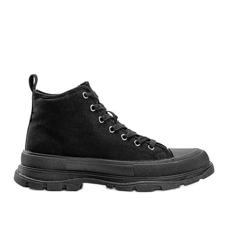 Fekete magas cipők vastag Evelin talpon