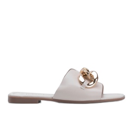 Bézs papucs, arany Liberty lánccal Bézs papucs, arany Liberty lánccal