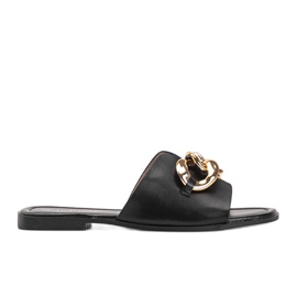 Fekete papucs, arany Liberty lánccal