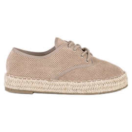 SHELOVET Velúr Espadrilles bézs