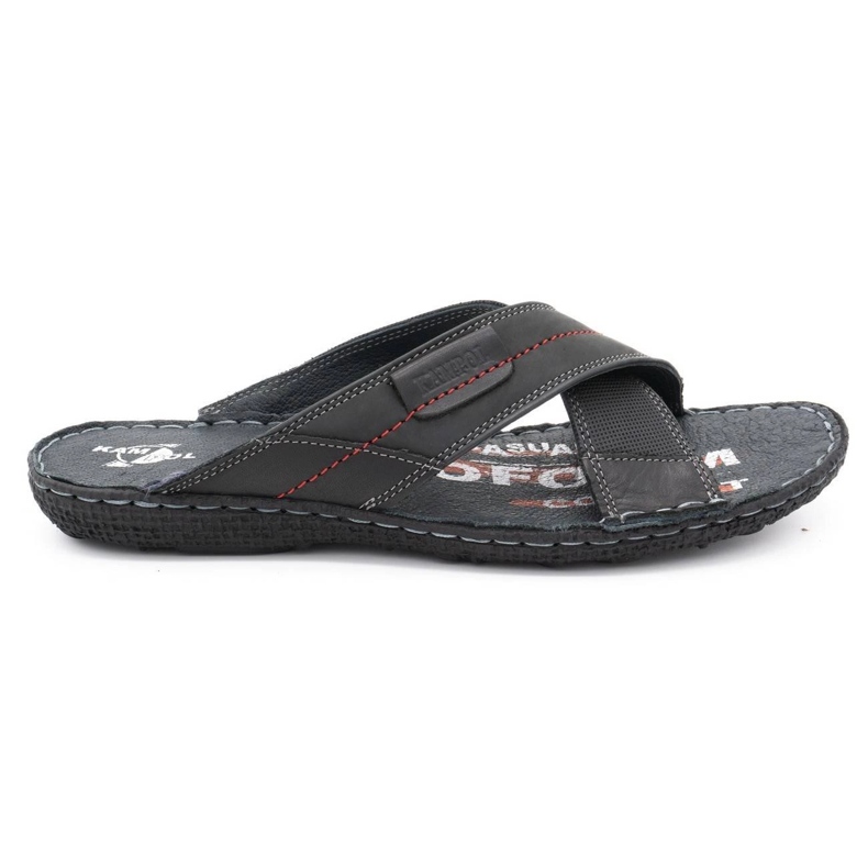 Kampol Férfi bőr papucs 200 / P / 3 fekete