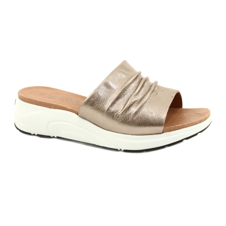 Caprice Kényelmes női papucs Taupe Metallic 9-27203-26 341 barna aranysárga