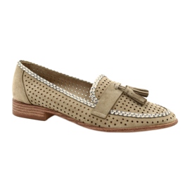 Sergio Leone áttört velúr mokaszin MK735 bézs