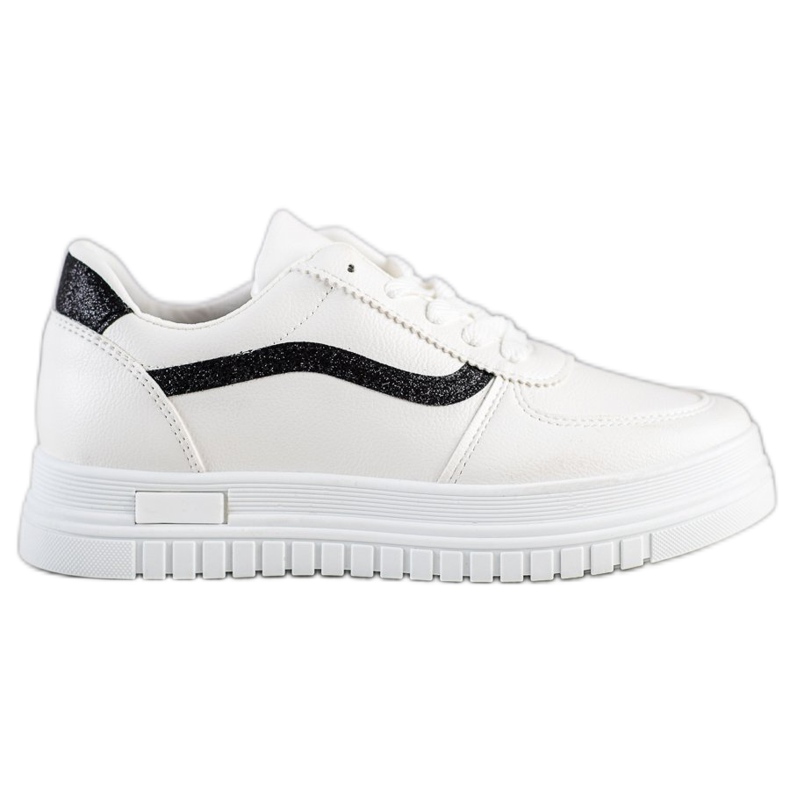 SHELOVET Fehér cipők csillogó betéttel