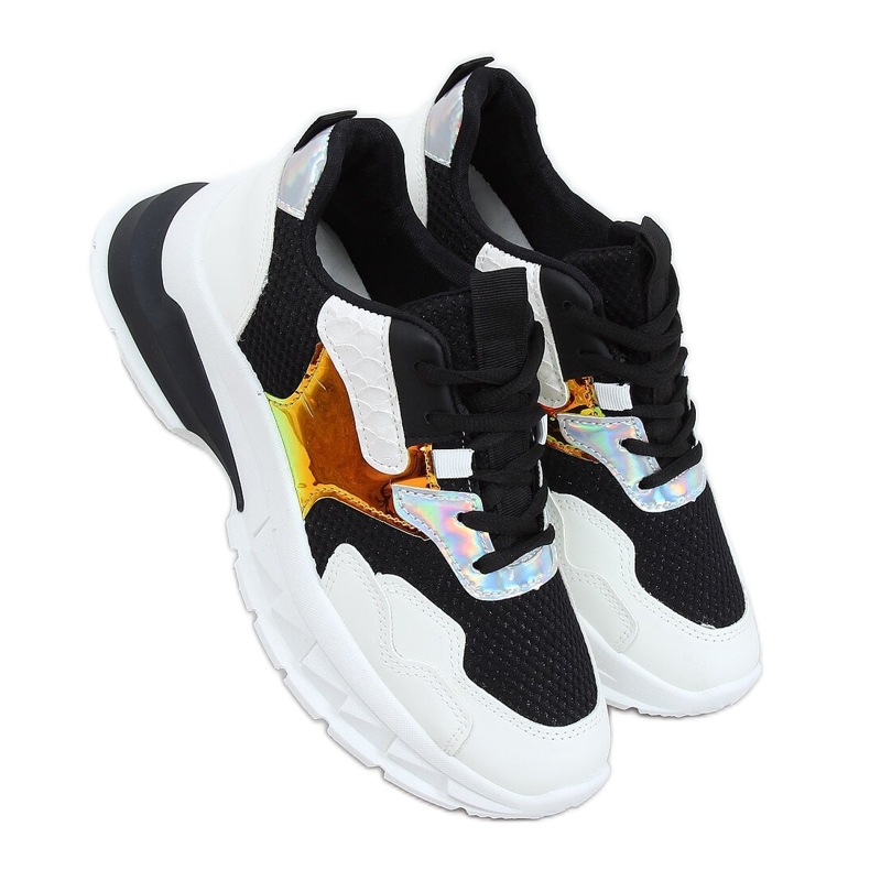 Fekete -fehér sportcipő BH003 Fekete