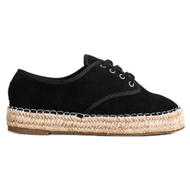 SHELOVET Velúr Espadrilles fekete SHELOVET Velúr Espadrilles fekete
