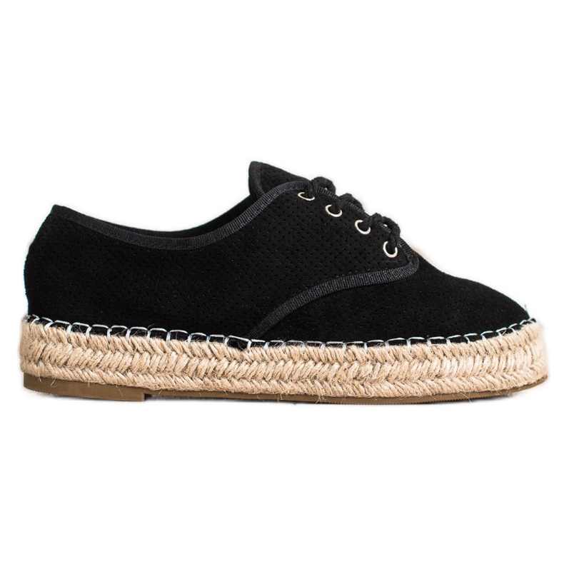 SHELOVET Velúr Espadrilles fekete