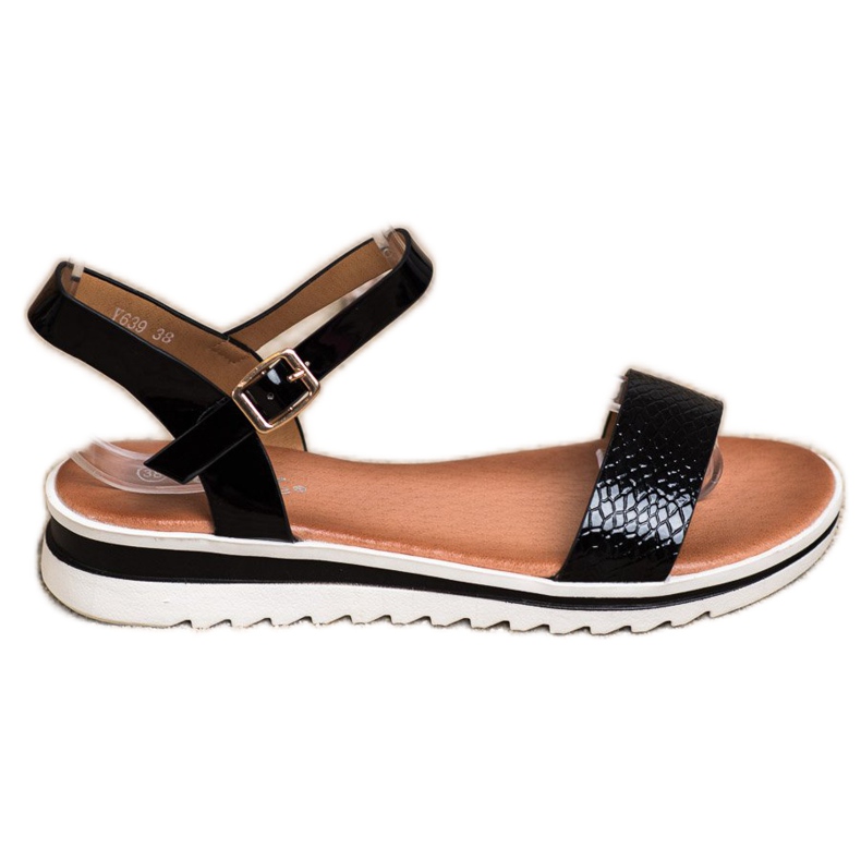 Weide Alkalmi lakkozott szandál fekete