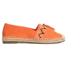 Best Shoes Divatos espadrillák díszekkel narancssárga Best Shoes Divatos espadrillák díszekkel narancssárga