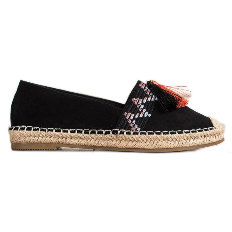 Best Shoes Divatos espadrillák díszekkel fekete