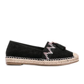 Fekete espadrilles Alyana bojtokkal Fekete espadrilles Alyana bojtokkal