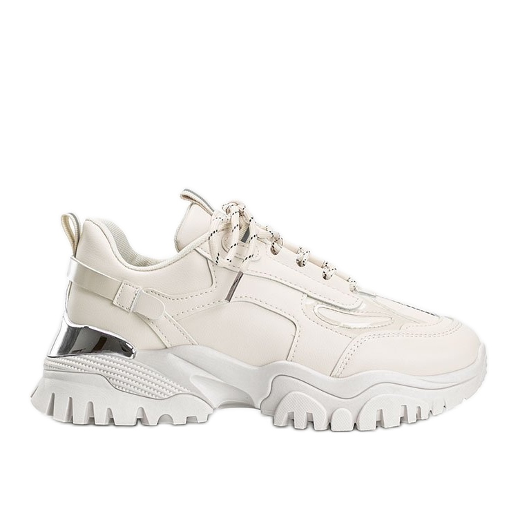 Bézs színű cipők, fémes Ansley betétekkel