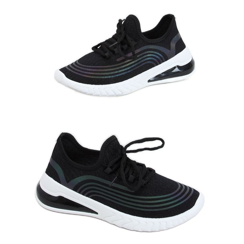 Fekete 3436 Fekete zokni sportcipő