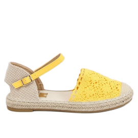 LX201 Sárga mézes csipke espadrilles bézs