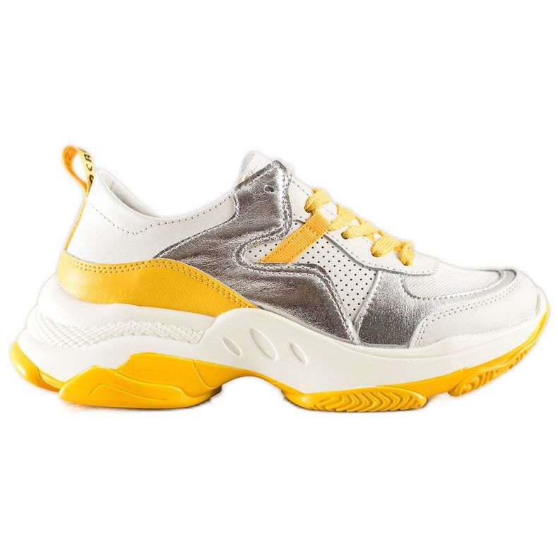 Goodin Bőr cipők ezüst betétekkel fehér sokszínű