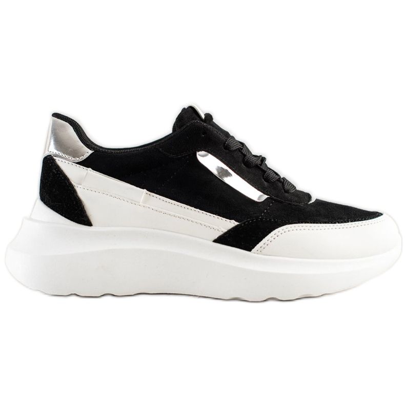SHELOVET Stílusos velúr cipők fehér fekete
