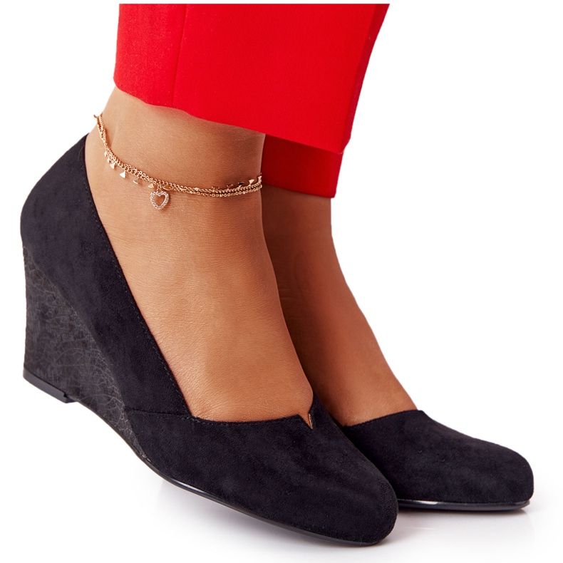 Suede szivattyúk az ék Sergio Leone PB767 fekete