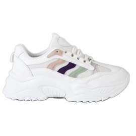 SHELOVET Cipők színes csíkokkal fehér