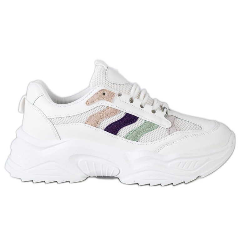 SHELOVET Cipők színes csíkokkal fehér